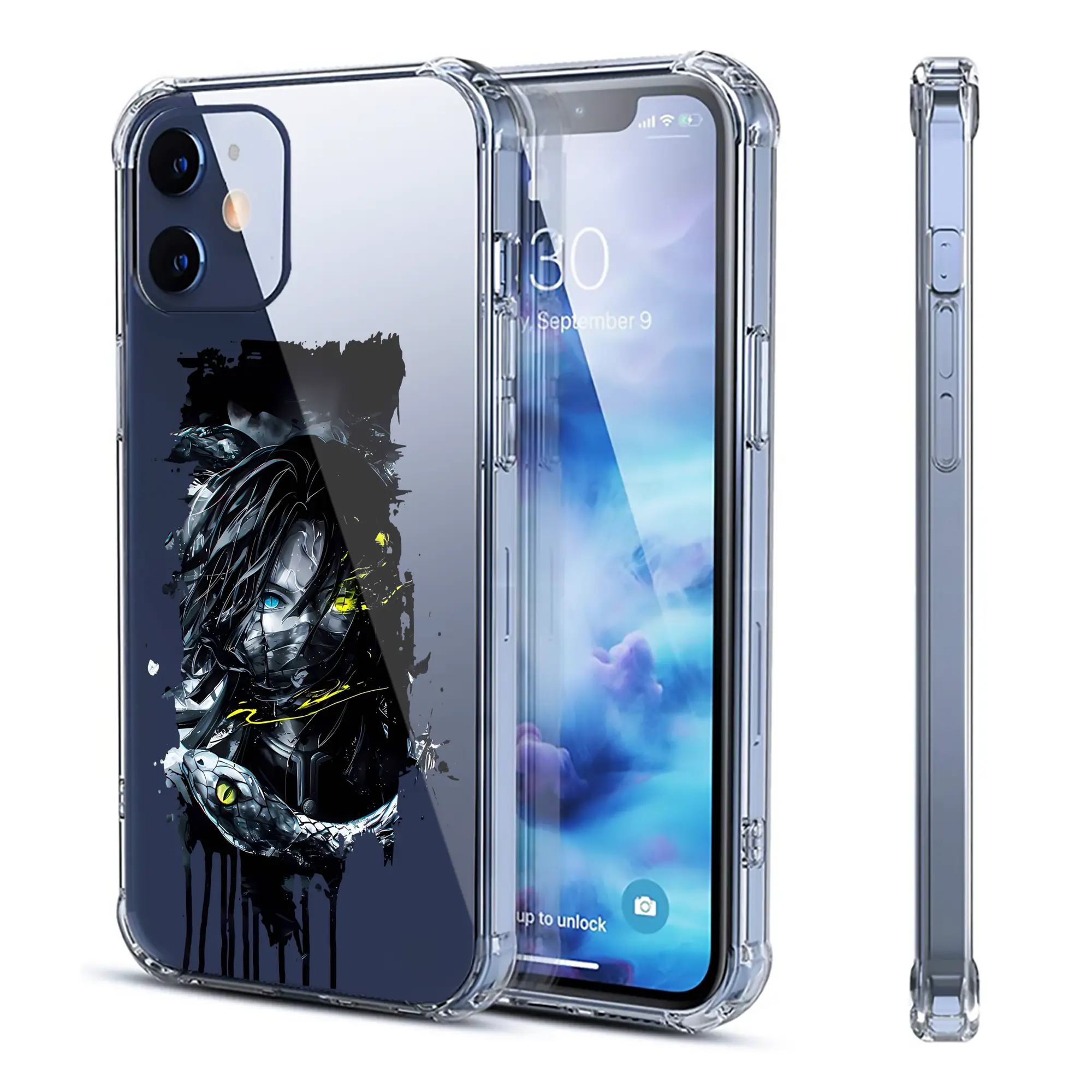 鬼滅の刃 グッズ,伊黒 小芭内 - IPhone 12シリーズ対応 ・ 透明スマホケース ・ クリアソフトケース ・ TPU素材 ・ 耐衝撃 ・ 高密着 ・ 防汚 防指紋 ・ 簡単着脱